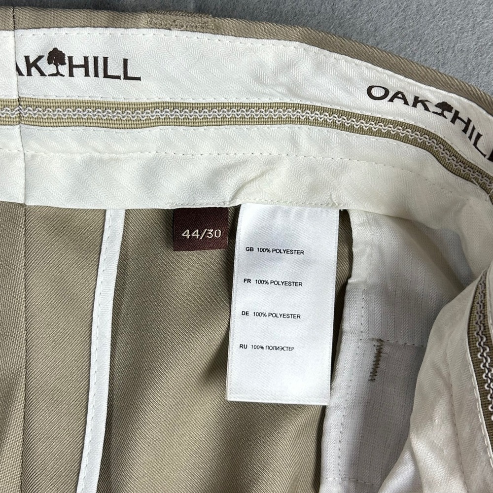 Oak Hill Dress Pants Mens 44x30(44x27) Khaki Tan Pleated Front Polyester Slacks - Picture 8 of 10